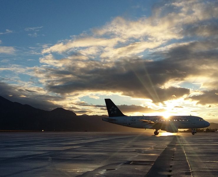 an airplane on the runway