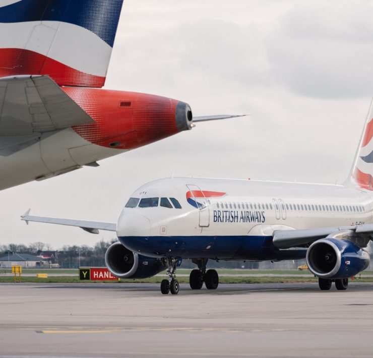 a plane on the runway