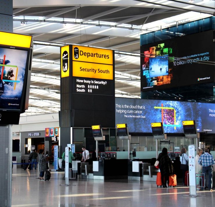 people in an airport terminal