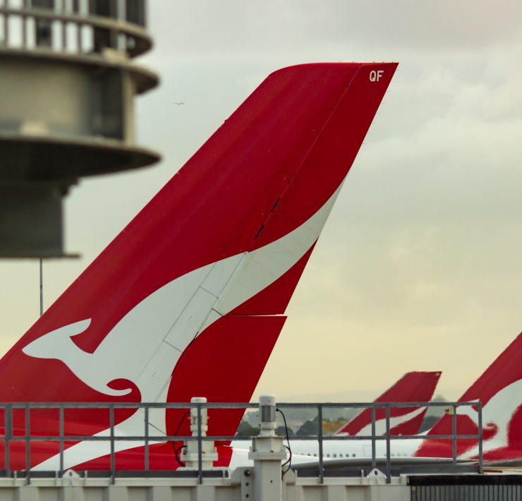 red and white tail fin of airplanes