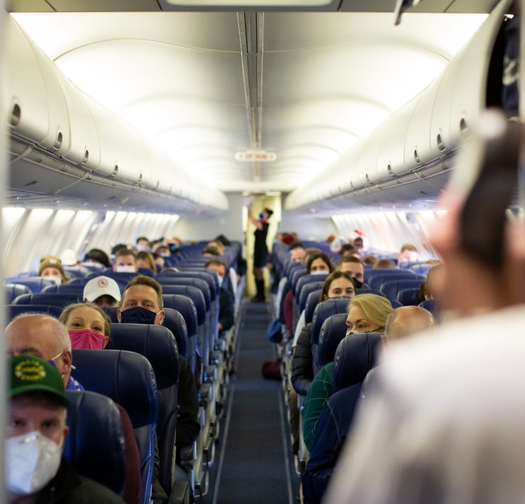 a group of people in a plane