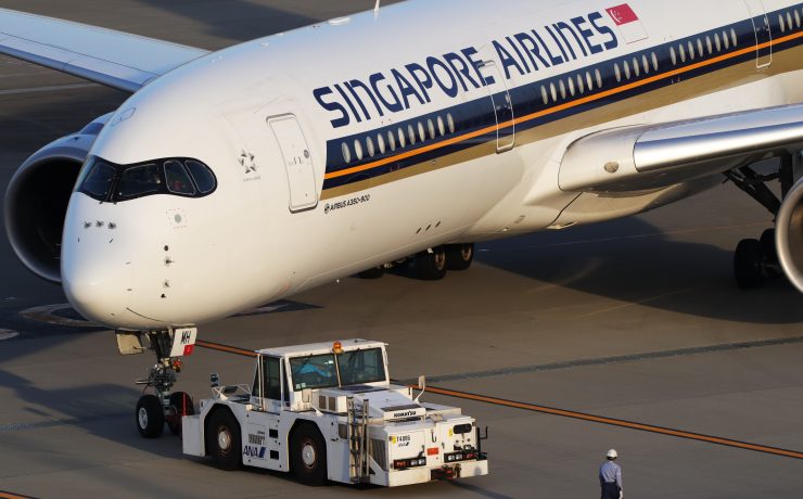 a large airplane on the runway