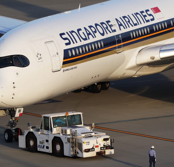 a large airplane on the runway