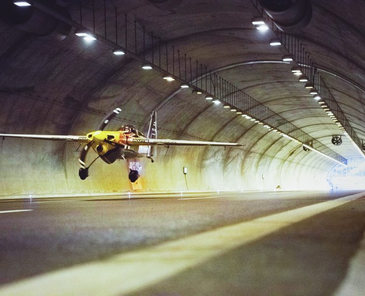 a plane in a tunnel