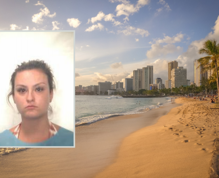 a woman on a beach