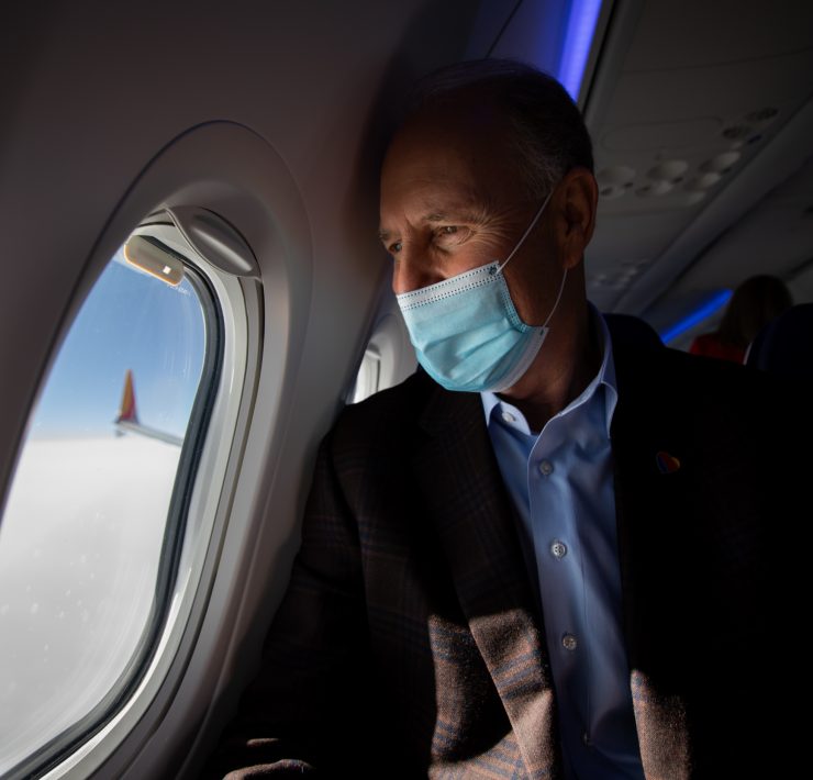 a man wearing a face mask