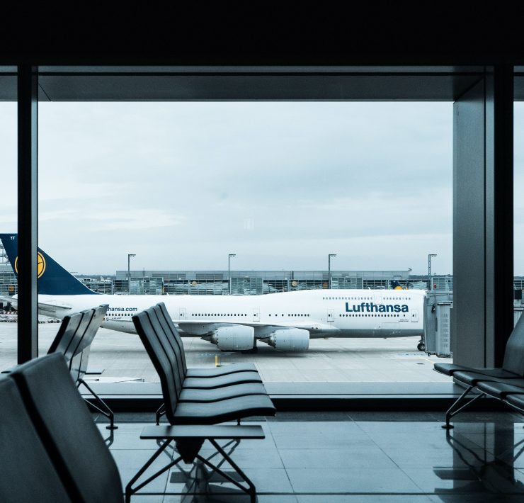 an airplane in an airport