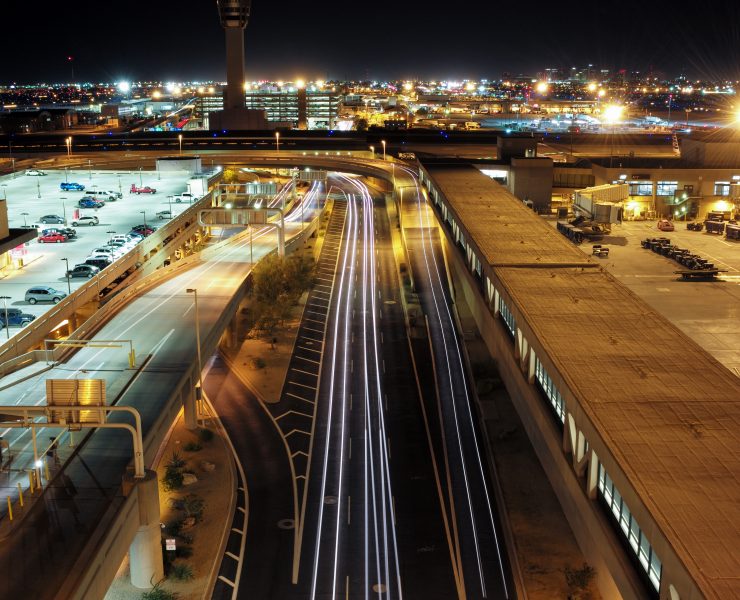 a highway with lights on it