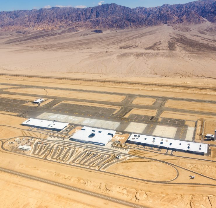 an aerial view of a desert area