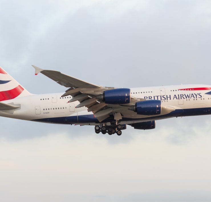 a large airplane flying in the sky