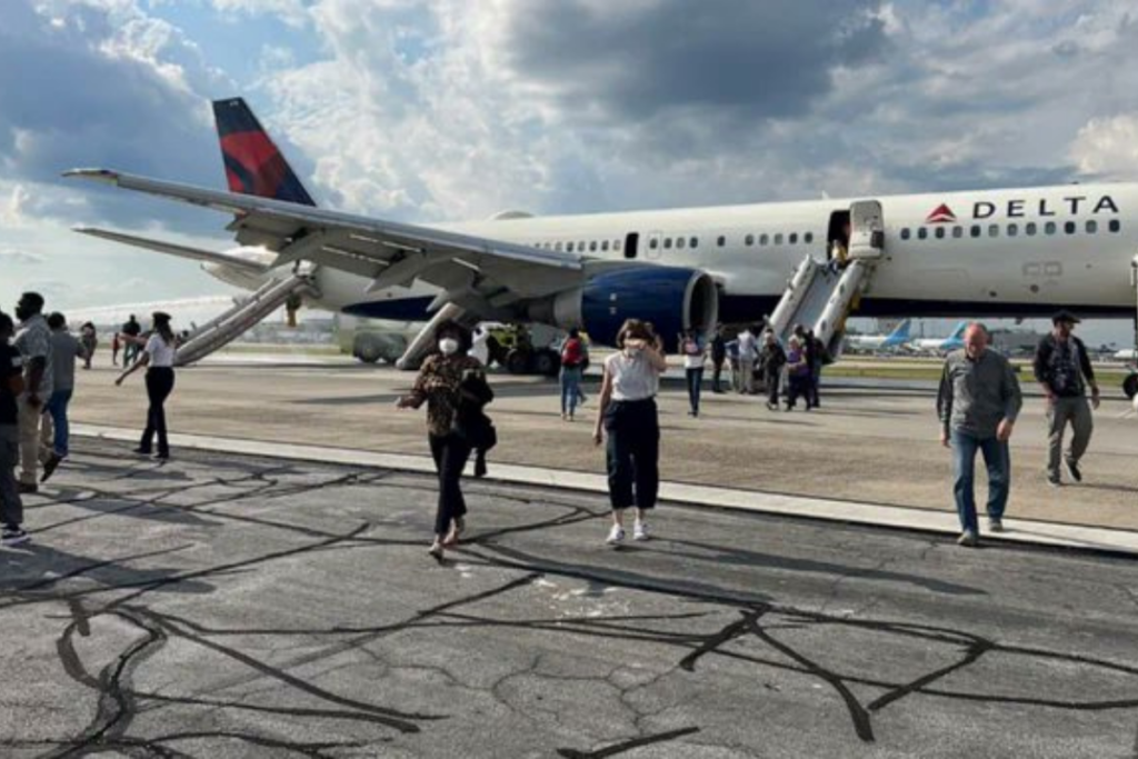 Passengers Evacuate Delta Air Boeing 757 Plane at Atlanta International