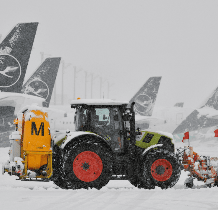 a tractor in the snow