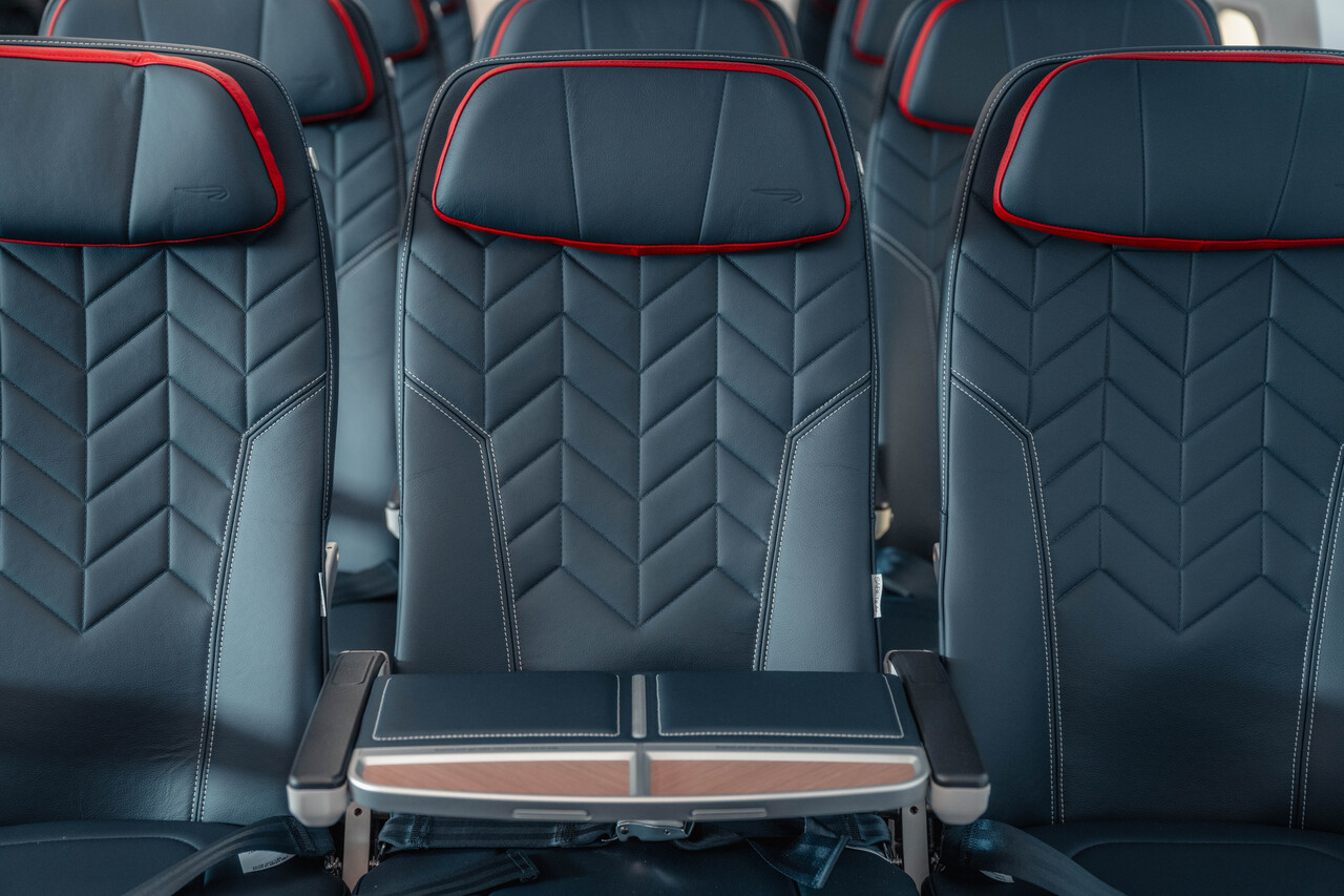 a row of seats in a plane