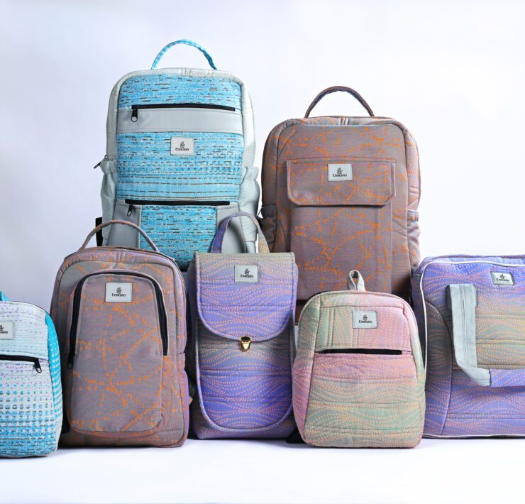 a group of bags on a white background