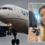 a woman in a yellow jacket and a white airplane