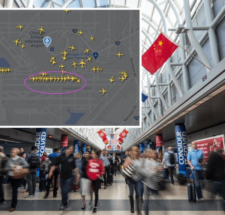 a map of airplanes in a airport