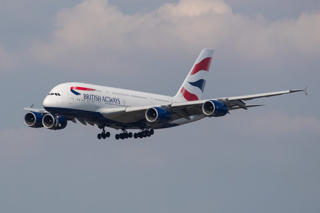 a large airplane flying in the sky