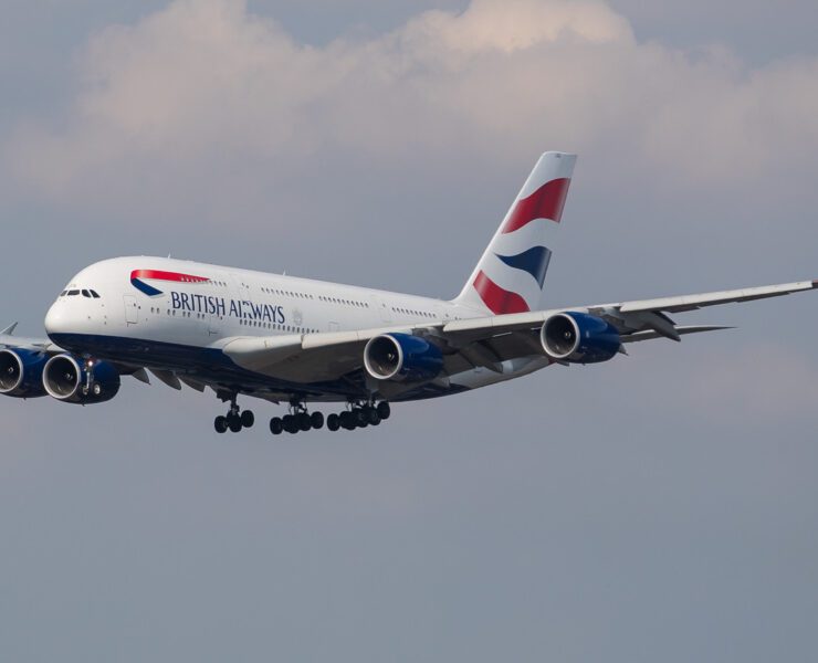 a large airplane flying in the sky