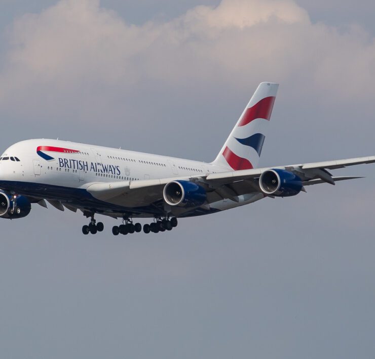 a large airplane flying in the sky