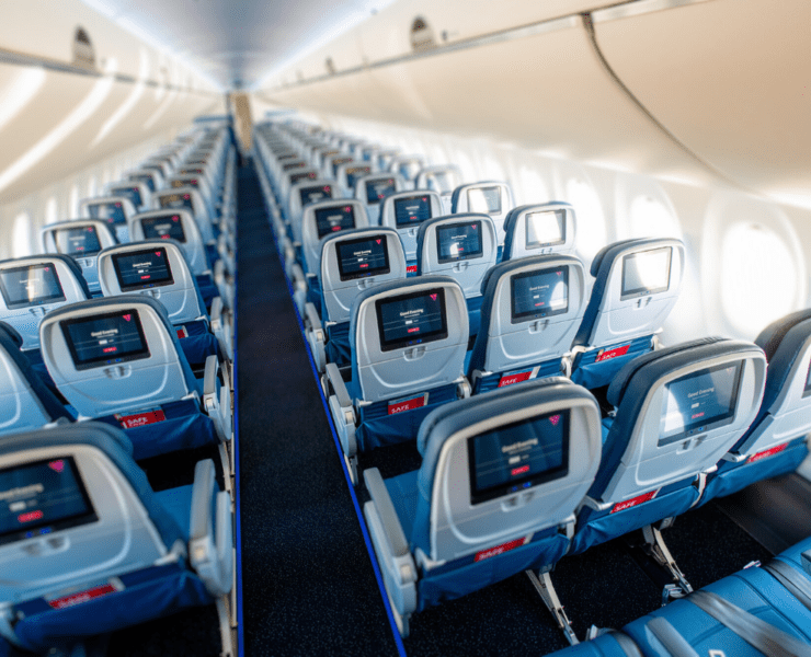 rows of seats in an airplane