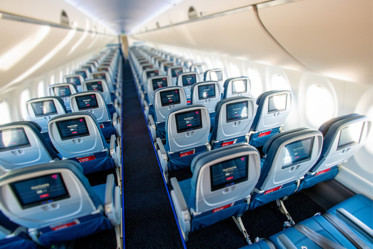 rows of seats in an airplane