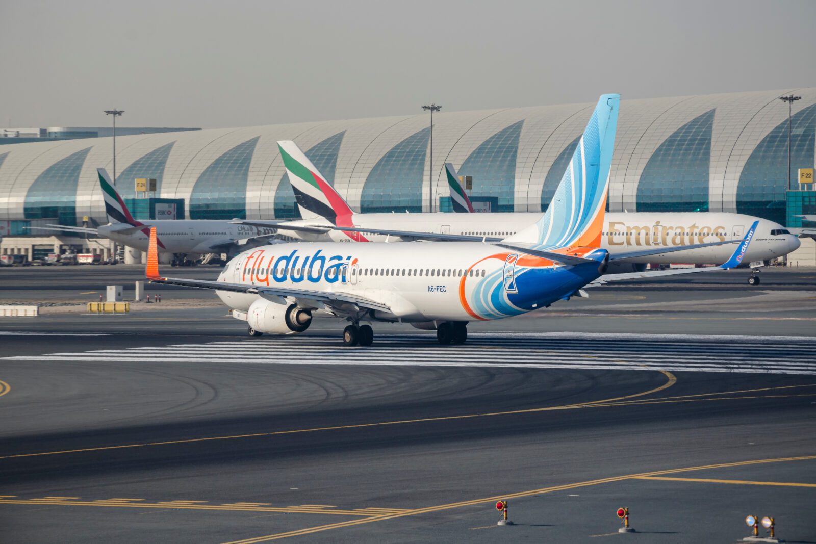 a plane on the runway