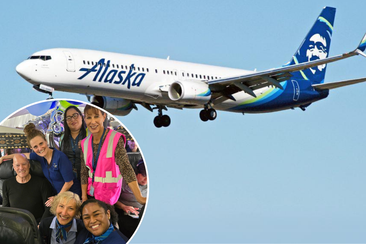 Alaska Airlines celebrates its first 3 million mile frequent flyer flight on a flight from Orlando to Seattle