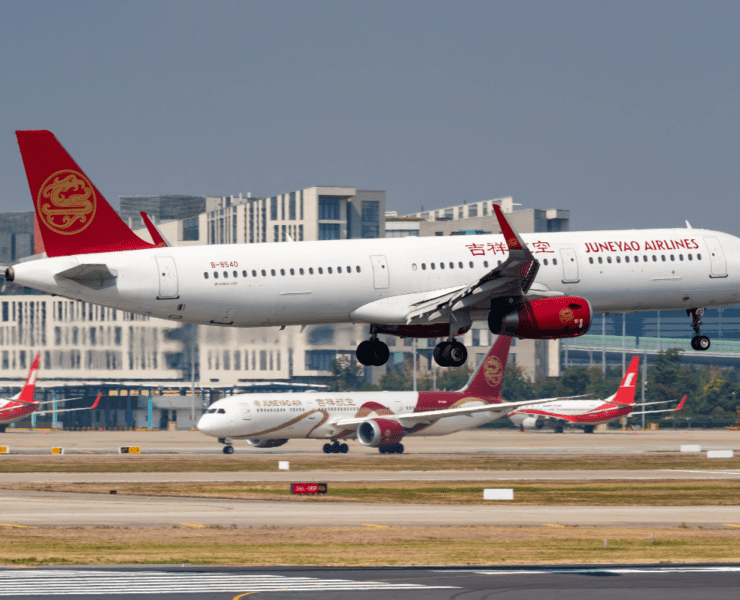 a group of airplanes taking off