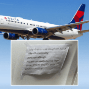 a plane with a note on it