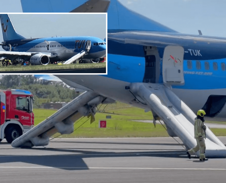 a plane on the runway