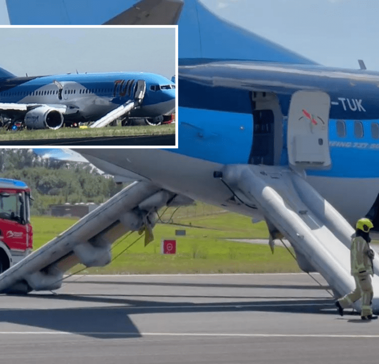 a plane on the runway