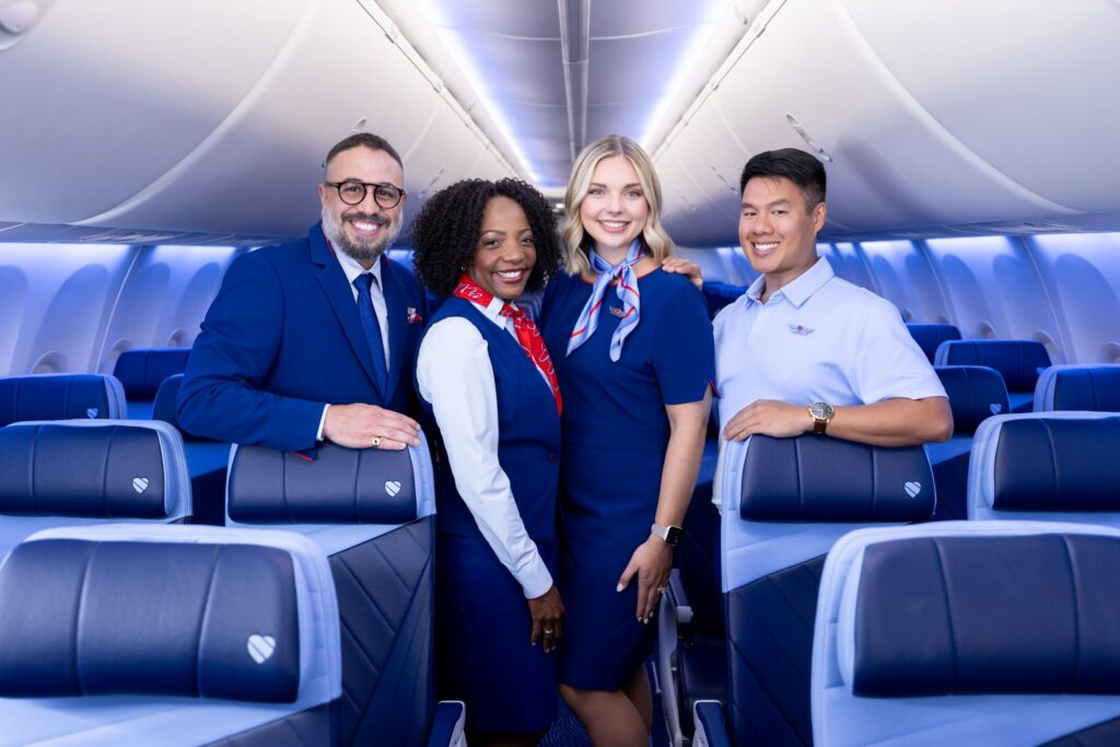 a group of people in blue uniforms