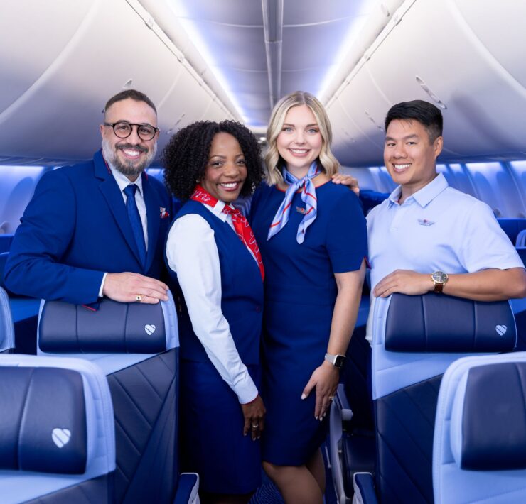 a group of people in blue uniforms