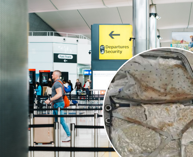 a man walking in an airport