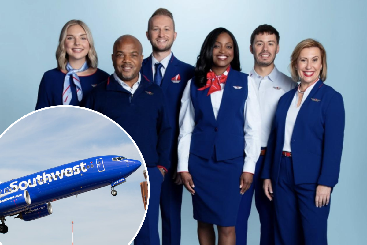 a group of people in blue uniforms