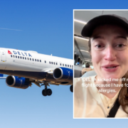 a woman taking a selfie with a plane