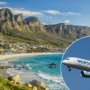 a plane flying over a beach