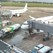 an airplane at an airport