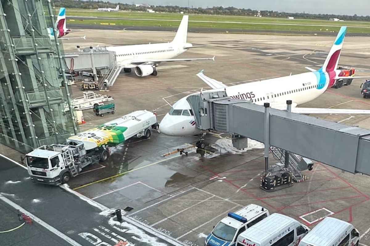 an airplane at an airport