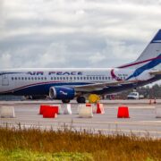 an airplane on the runway