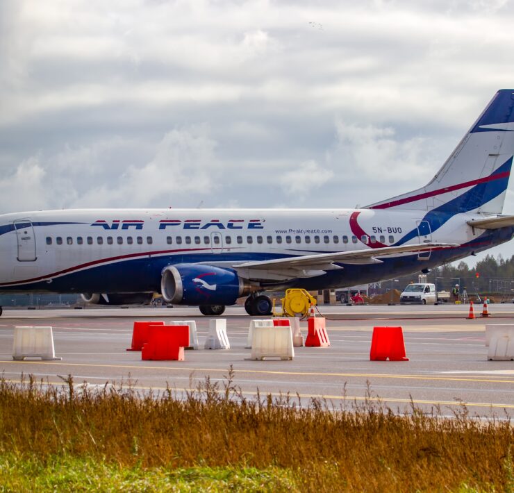 an airplane on the runway