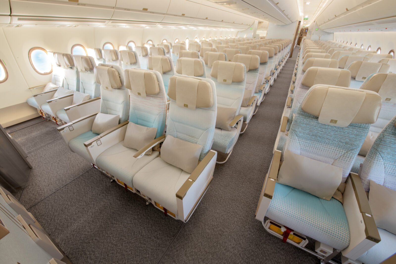 an airplane with many seats