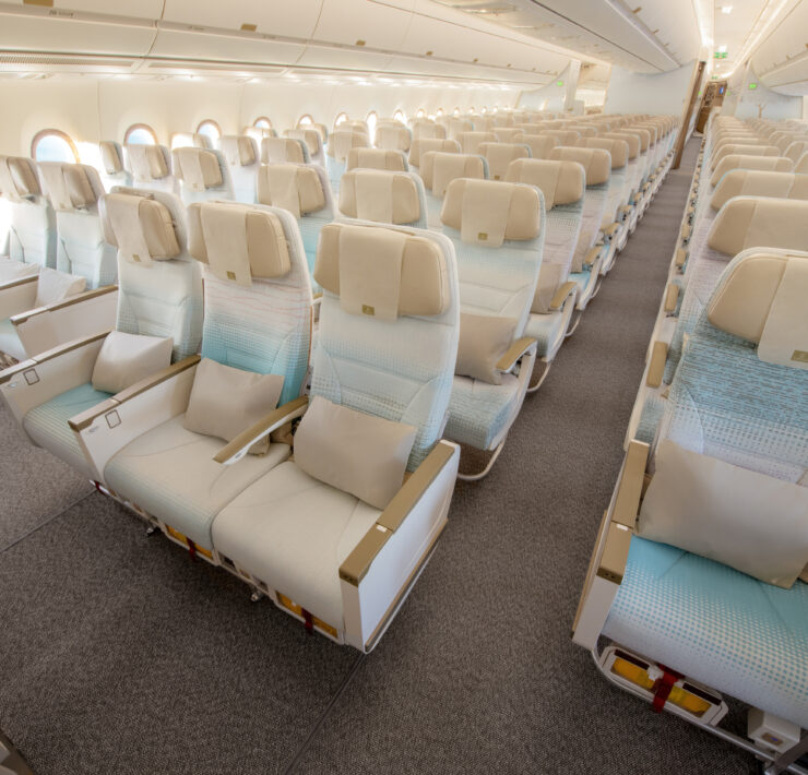 an airplane with many seats