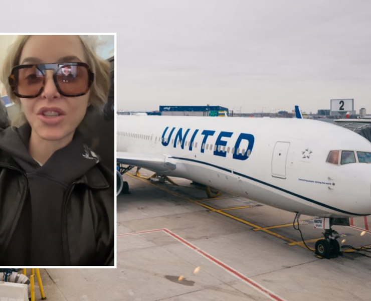 a woman taking a selfie in front of an airplane