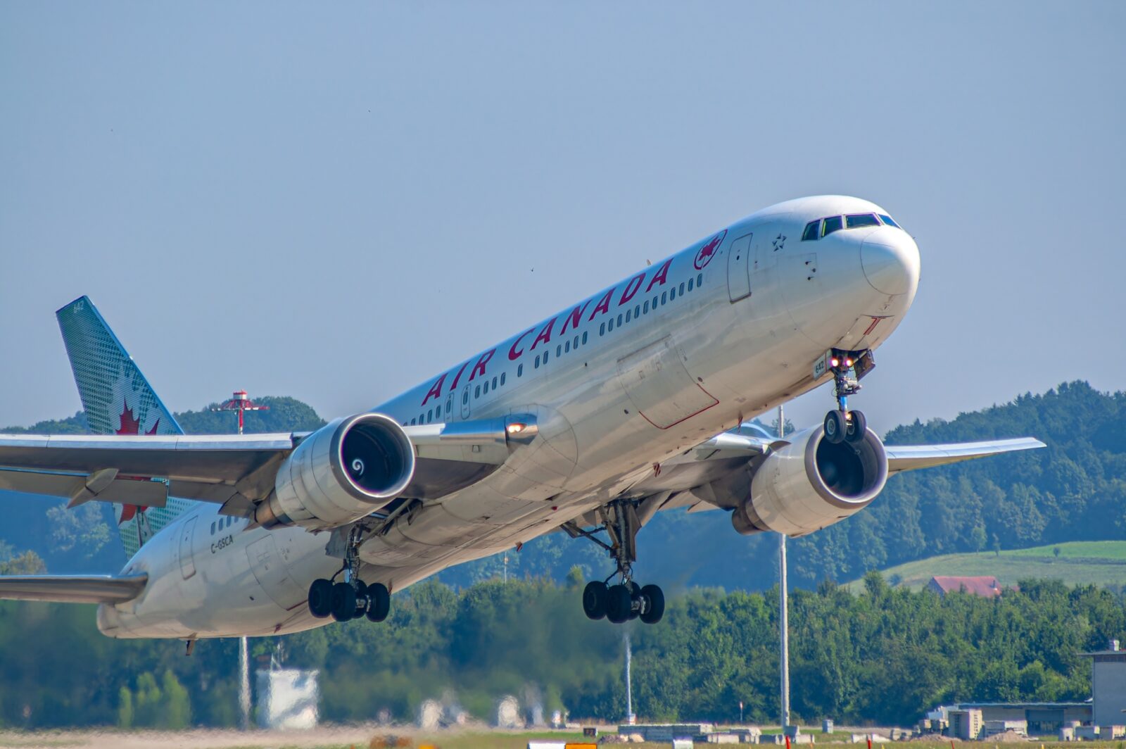 a large airplane taking off