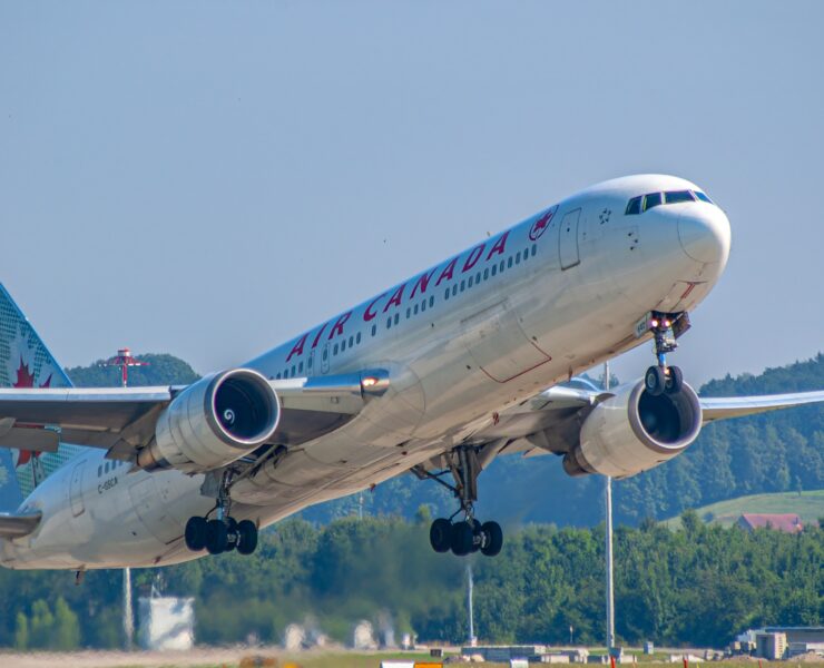 a large airplane taking off