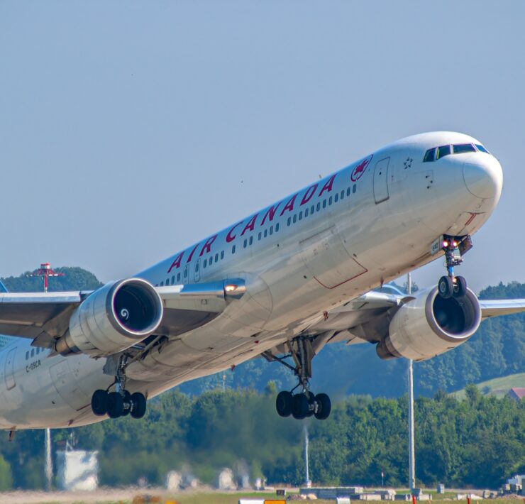 a large airplane taking off