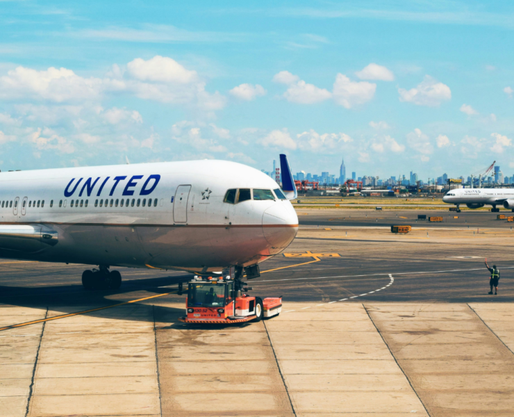 a plane on the runway