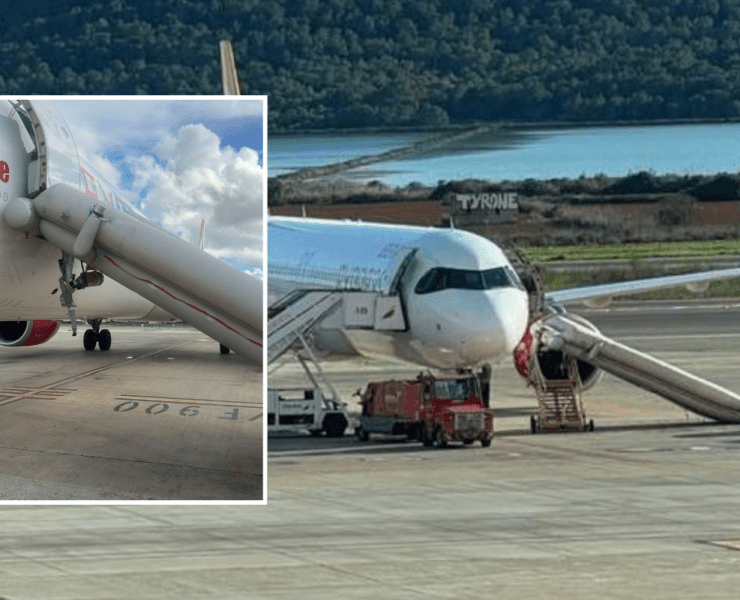 a plane on the runway