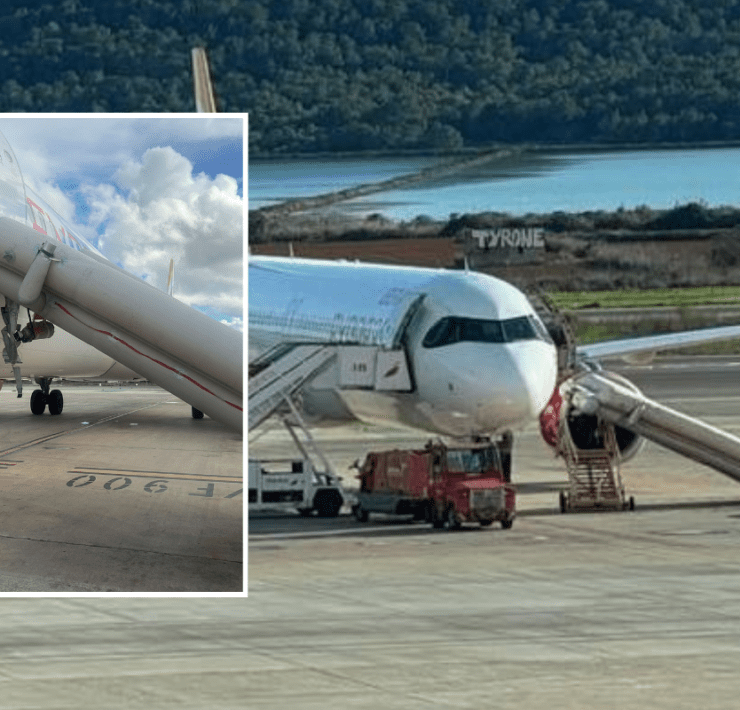 a plane on the runway